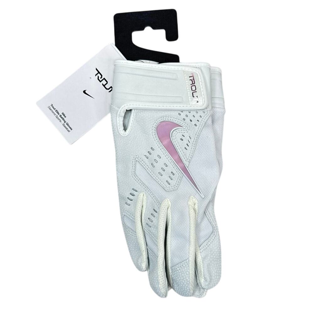 NWT Nike Trout 2.0 Baseball Batting Gloves White Iridescent Adult Size Large - Picture 3 of 8